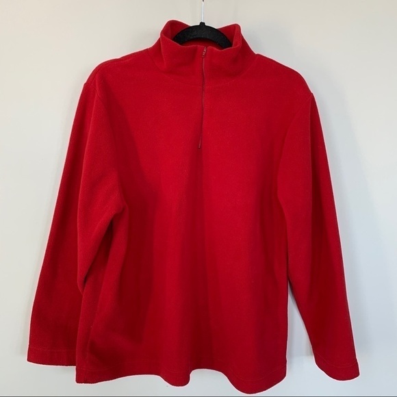 Eddie Bauer Red 1/4 Zip Fleece Size L - Picture 1 of 6
